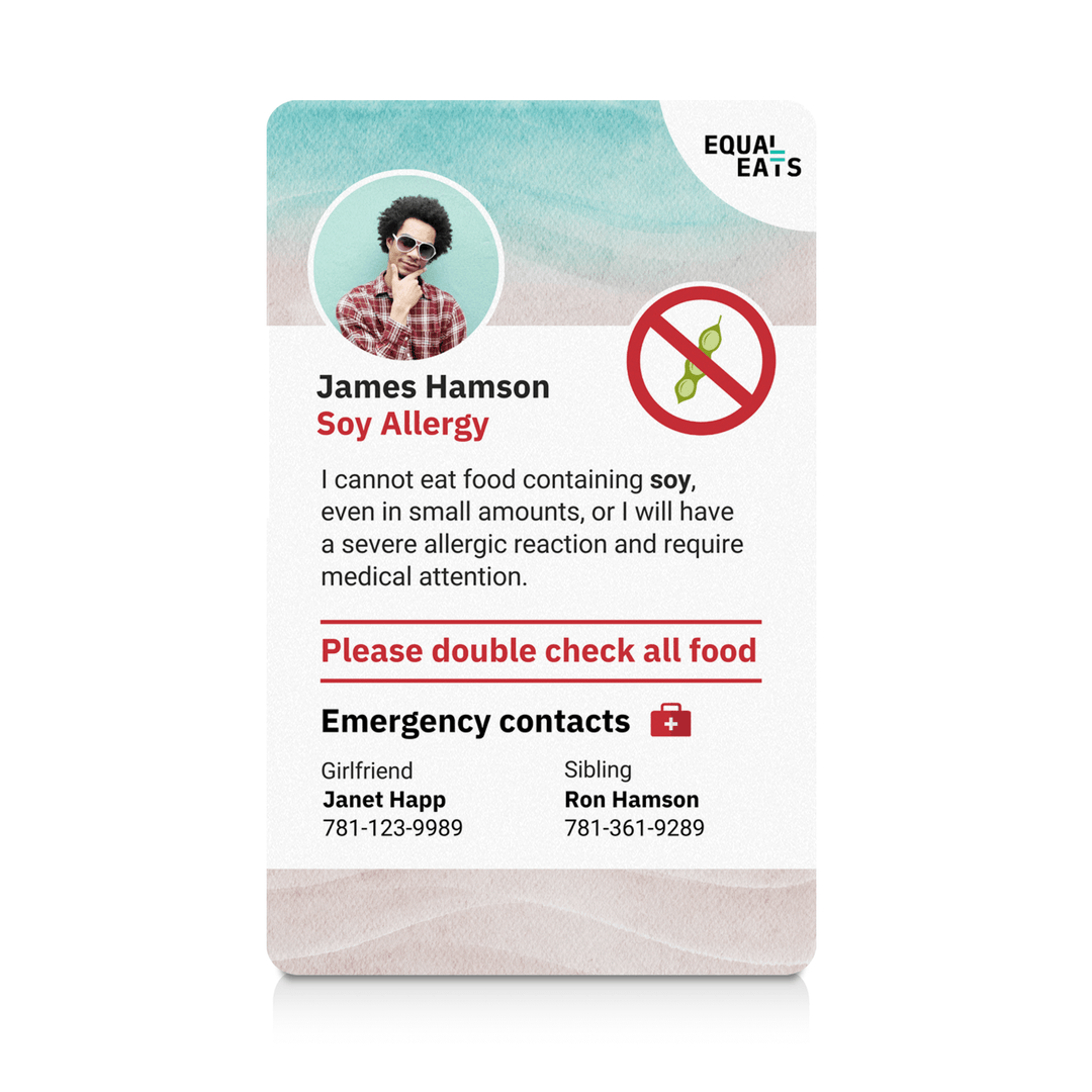 Beach Soy Allergy ID Card (EqualEats)