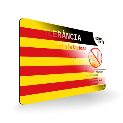 Lactose Intolerance Allergy Card in Catalan