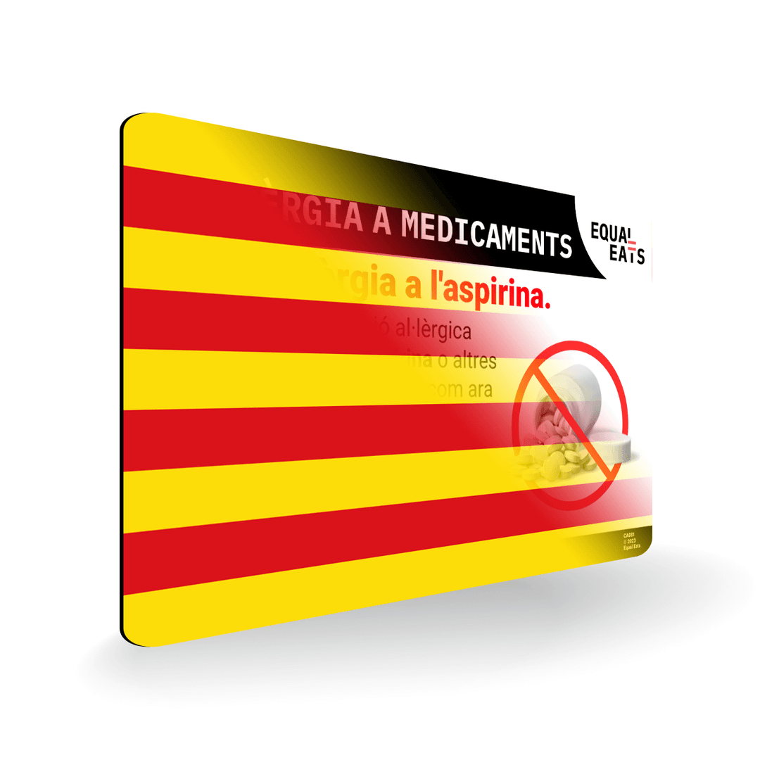 Aspirin Allergy Card in Catalan