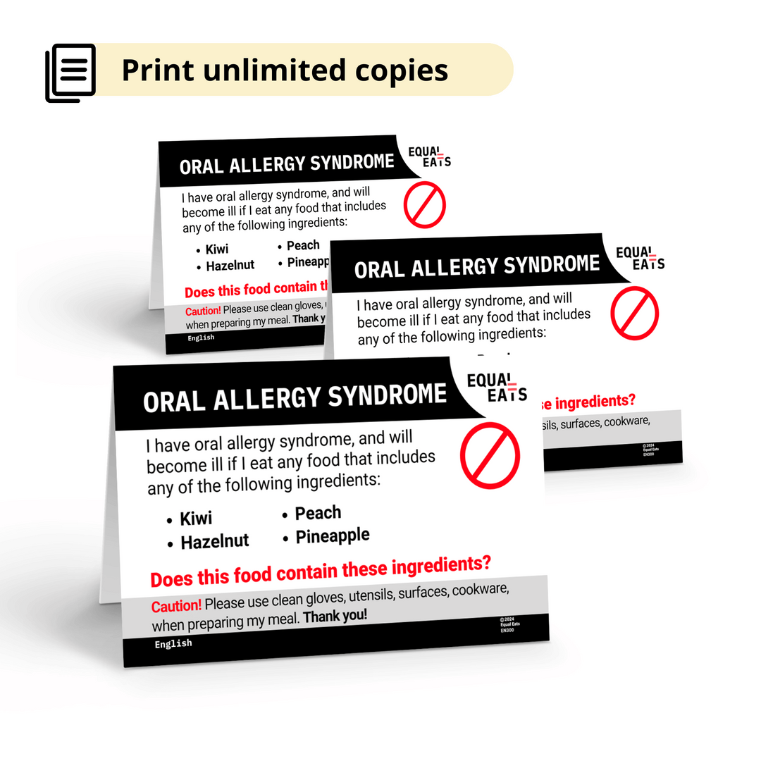 Printable Multiple Oral Allergy Syndrome Card (Print at Home)