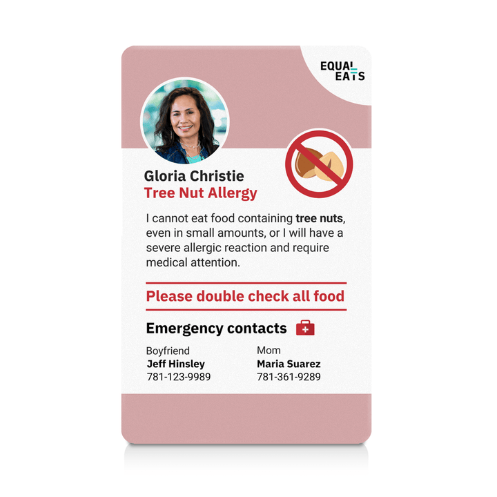 Dusty Pink Tree Nut Allergy ID Card (EqualEats)