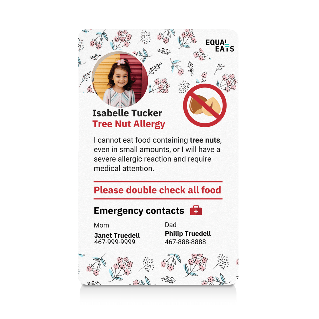 Flowers Tree Nut Allergy ID Card (EqualEats)