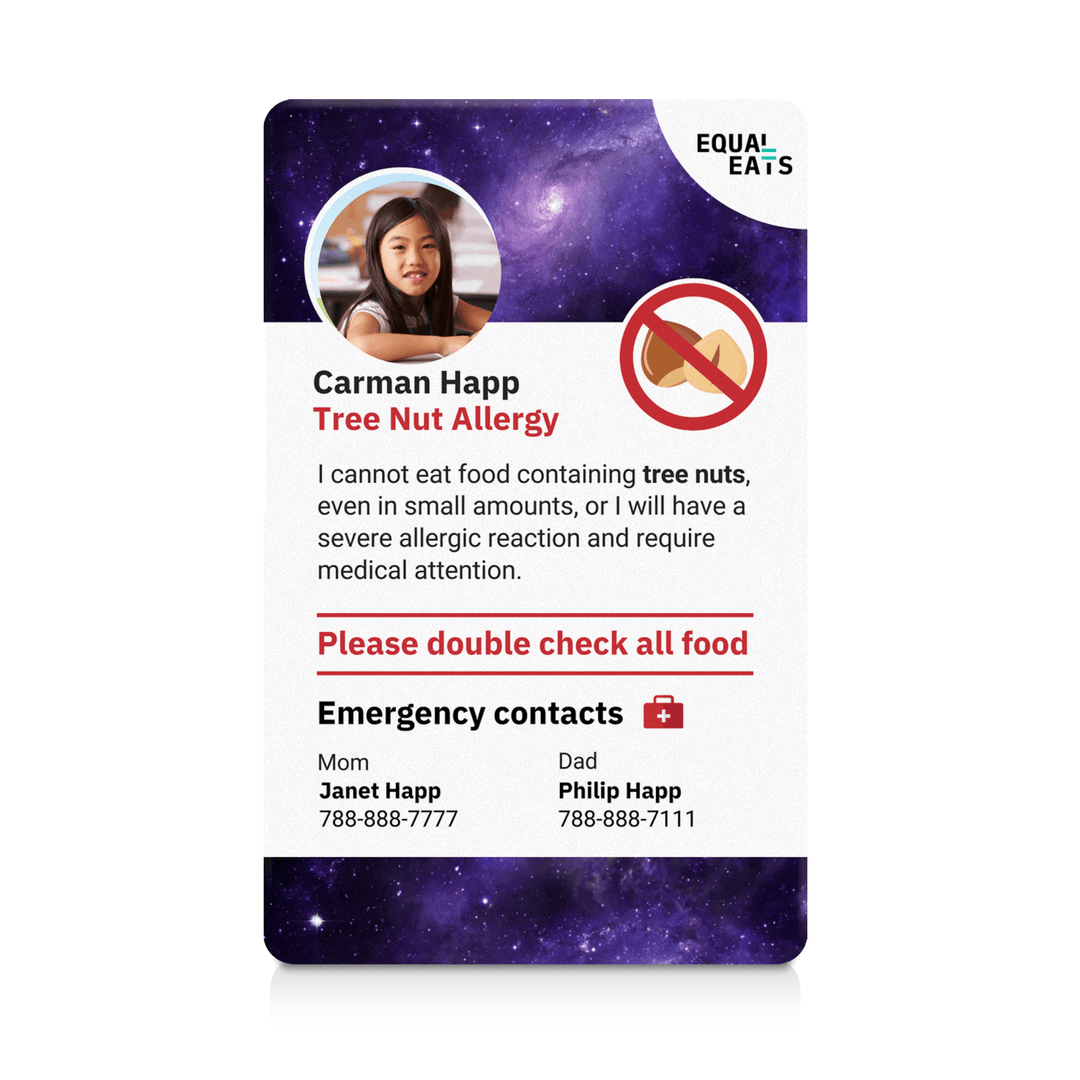 Galaxy Tree Nut Allergy ID Card (EqualEats)