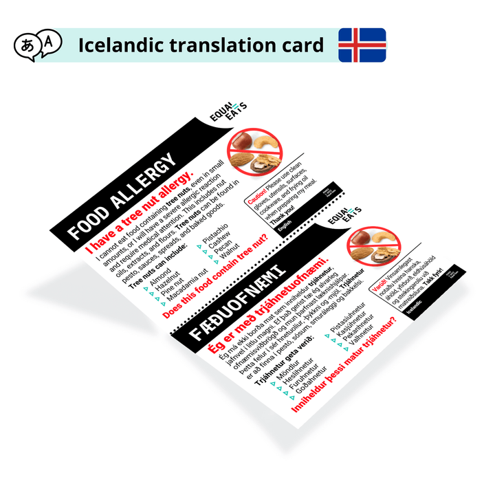 Icelandic Tree Nut Allergy Card