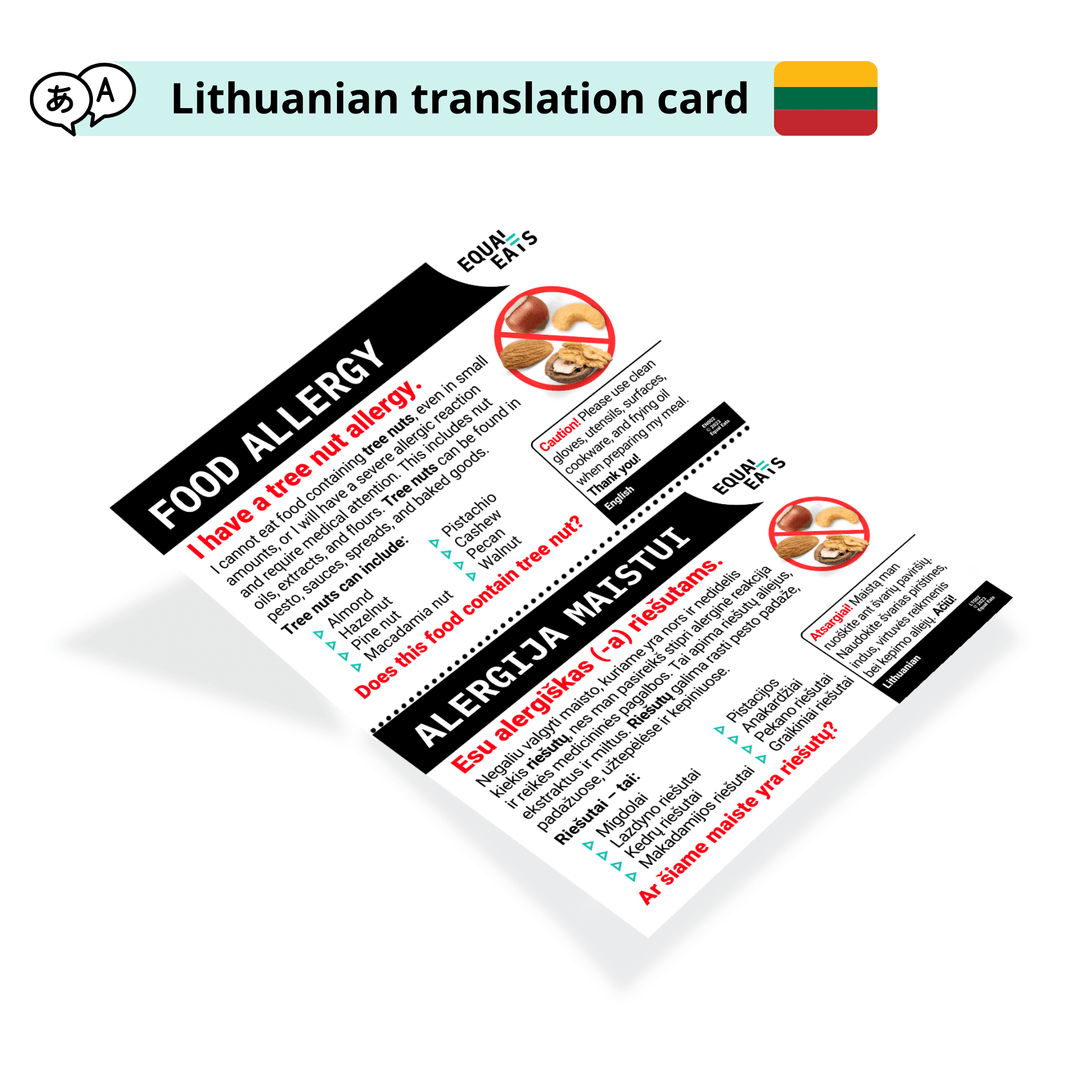 Lithuanian Tree Nut Allergy Card