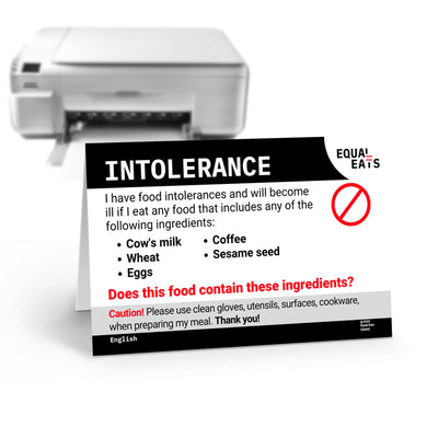 Multiple Food Intolerance Translation Card by Equal Eats