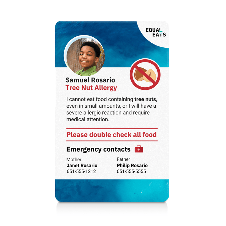 Ocean Tree Nut Allergy ID Card (EqualEats)