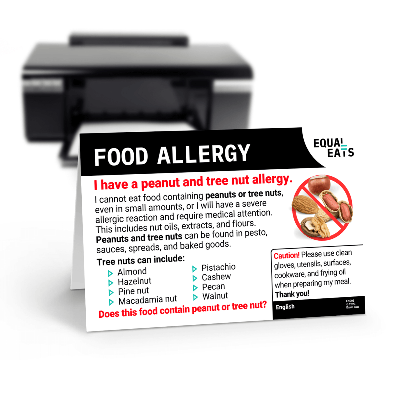 Turkish Printable Allergy Card for Tree Nut Allergies