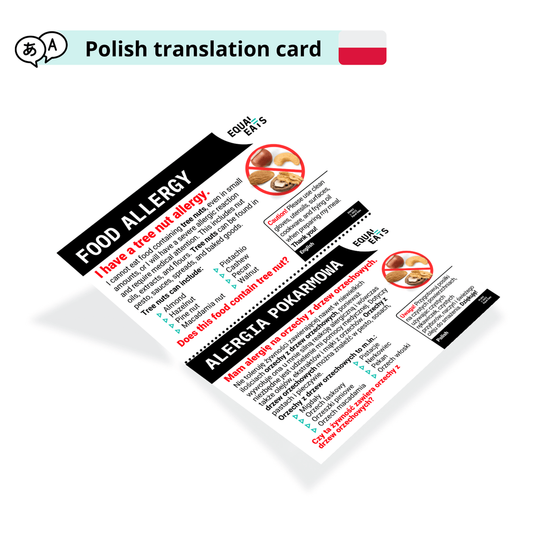 Polish Tree Nut Allergy Card