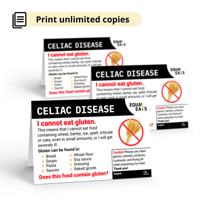 Celiac Disease Printable Card