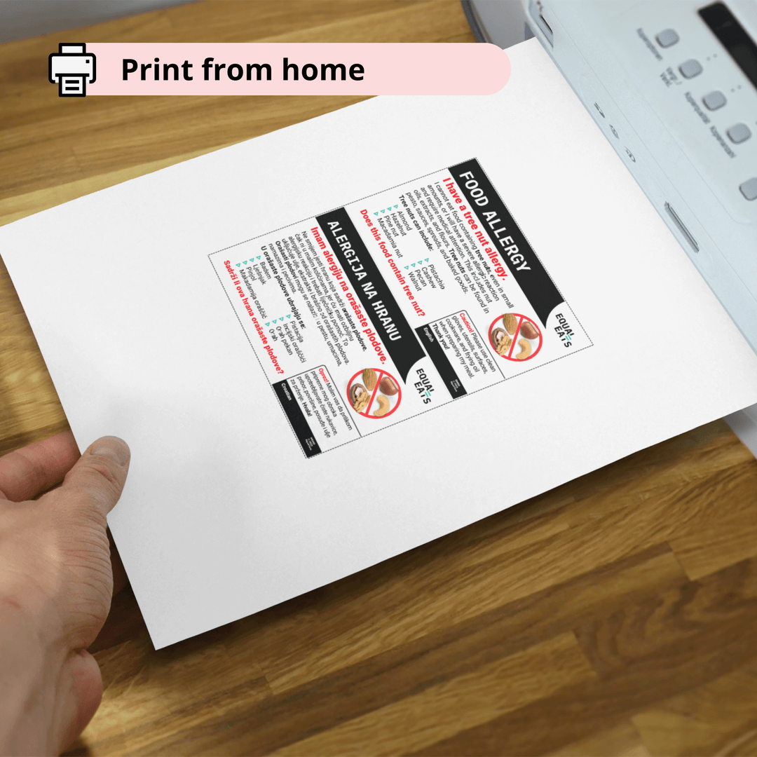 Tagalog Printable Allergy Card for Tree Nut Allergies