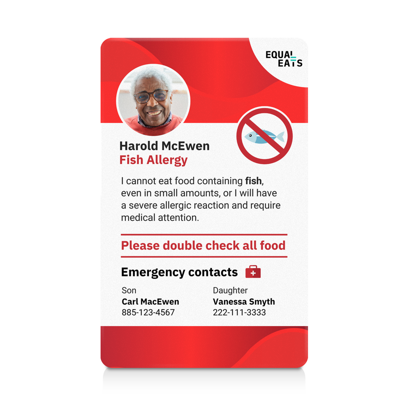 Red Alert Fish Allergy ID Card (EqualEats)