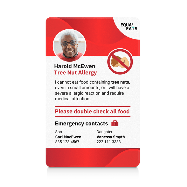 Red Alert Tree Nut Allergy ID Card (EqualEats)