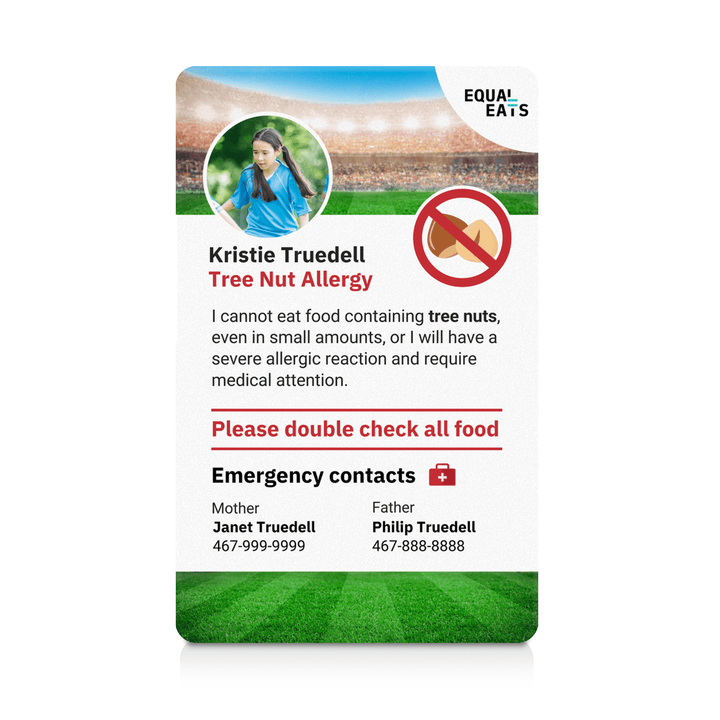 Sports Tree Nut Allergy ID Card (EqualEats)