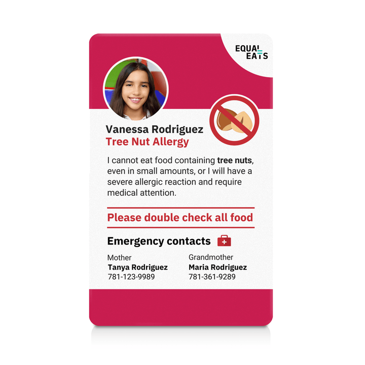 Viva Magenta Tree Nut Allergy ID Card (EqualEats)