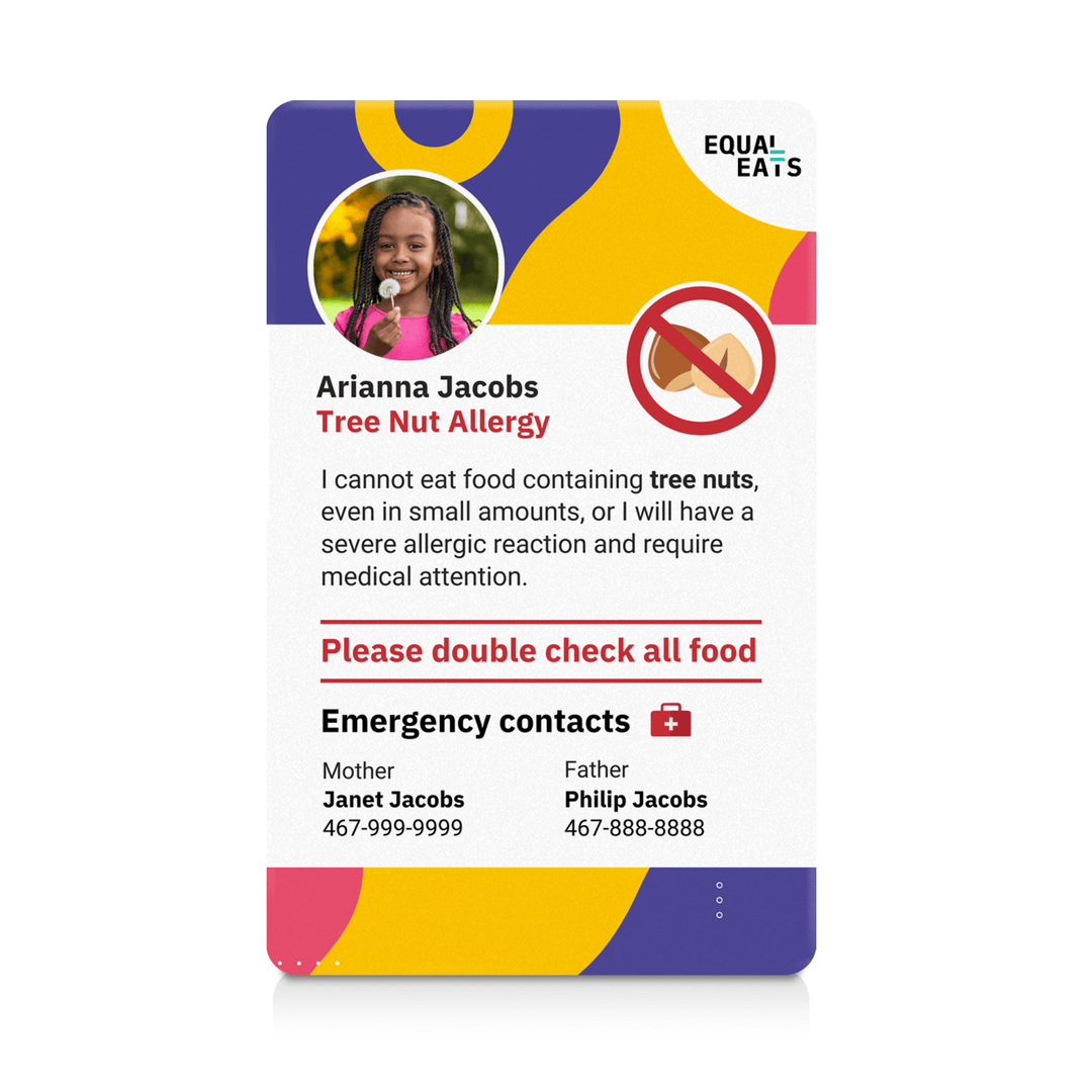 Waves Tree Nut Allergy ID Card (EqualEats)