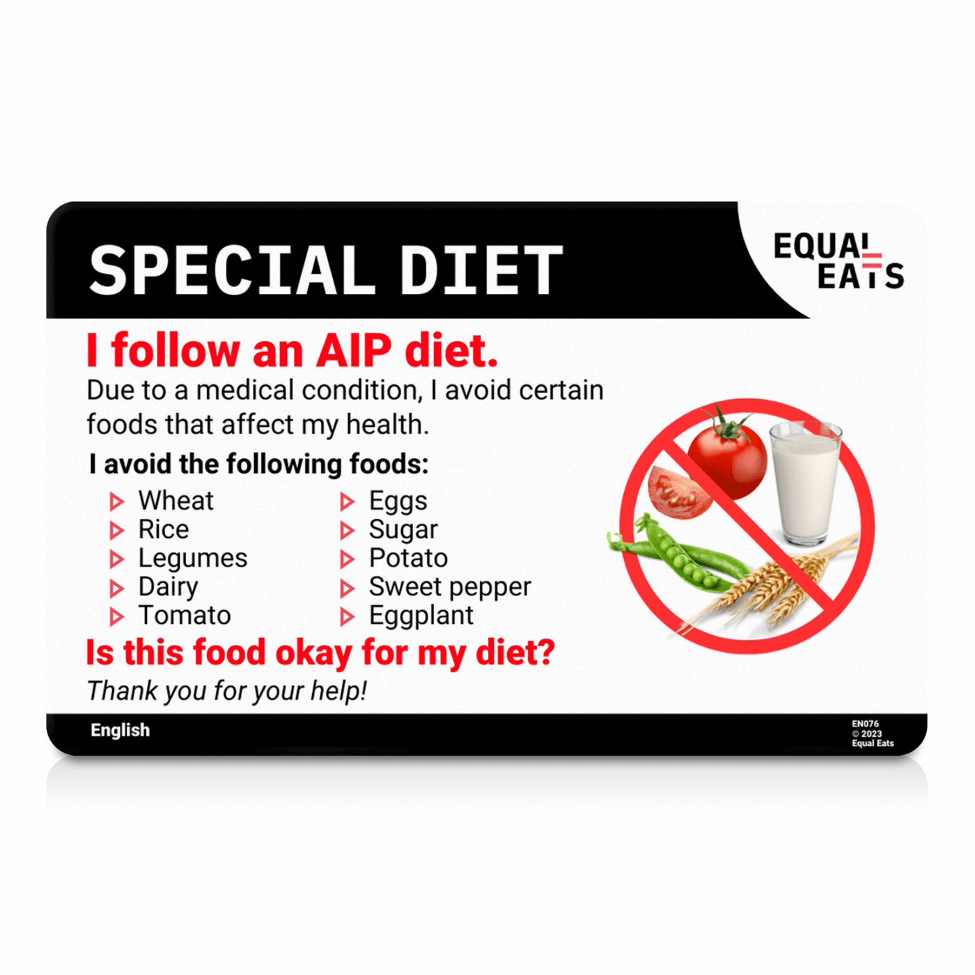 Hebrew AIP Diet Card