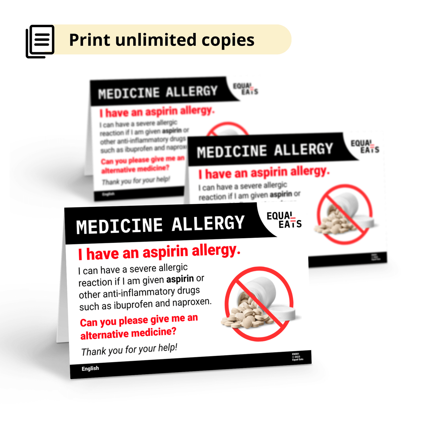 Free Aspirin Allergy Card (Printable)