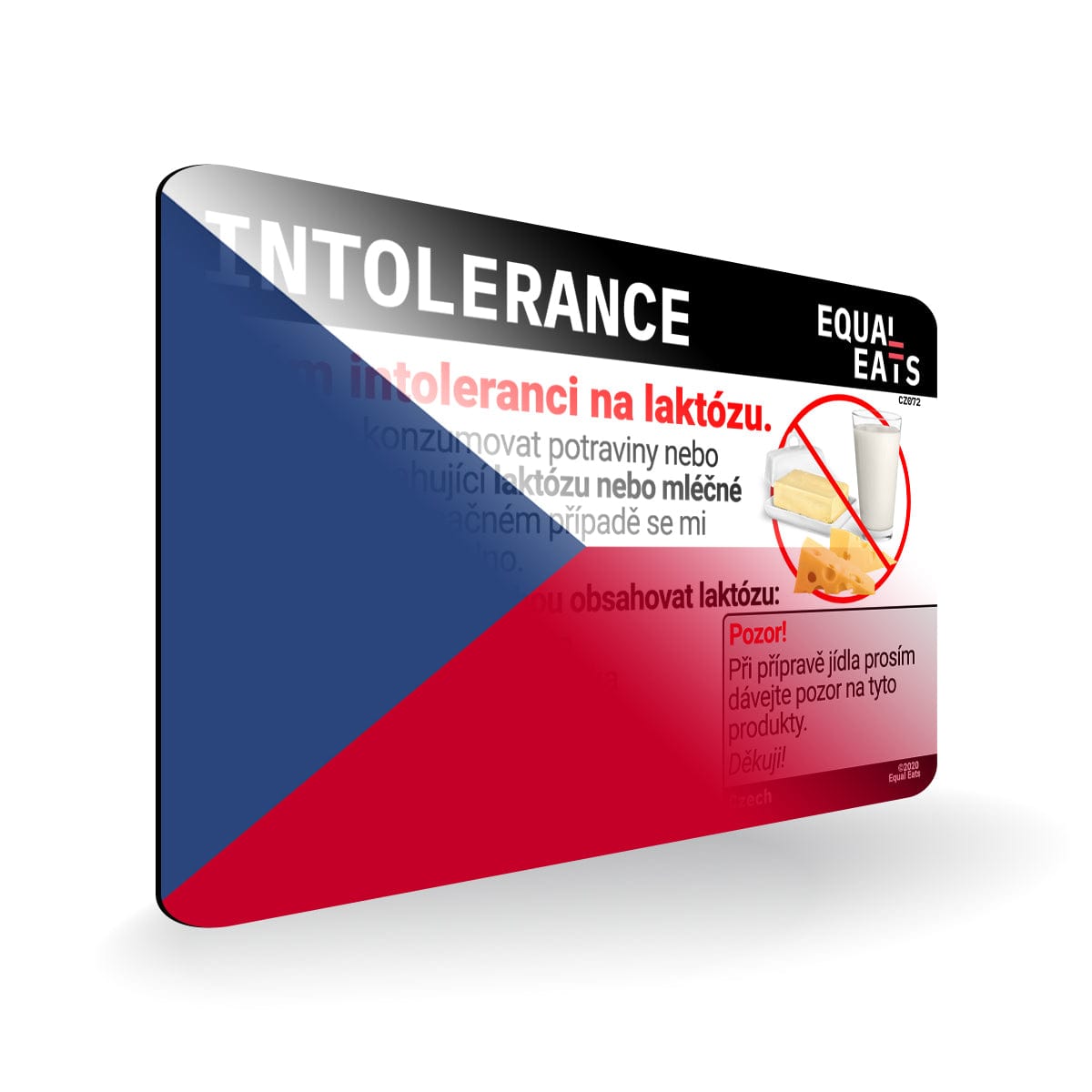 Lactose Intolerance in Czech. Lactose Intolerant Card for Czech Republic