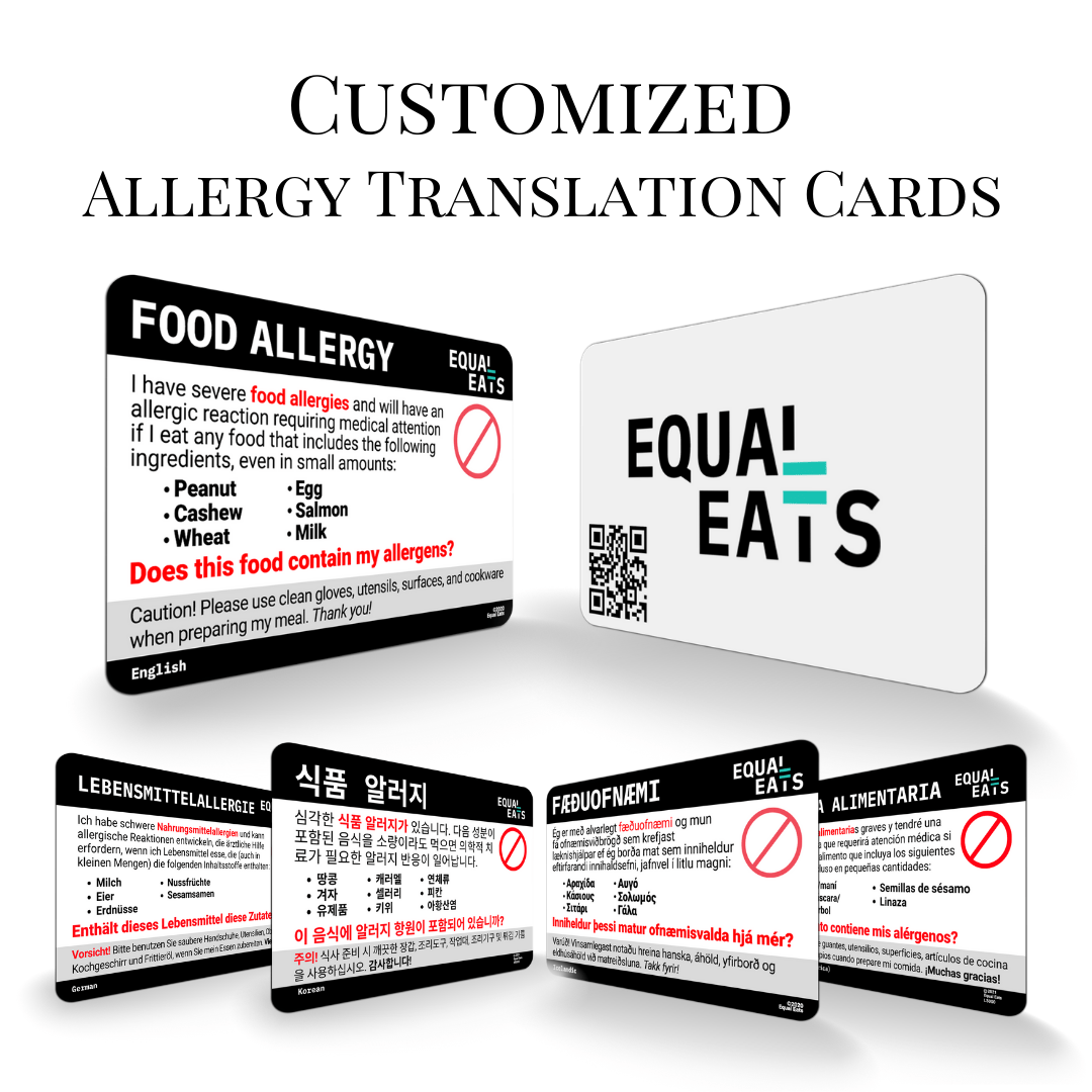 Customized Food Allergy 5-Card Travel Pack