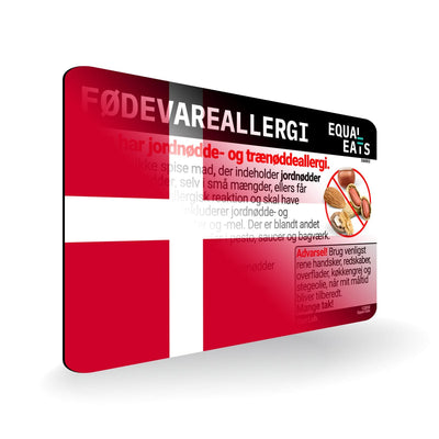 Peanut and Tree Nut Allergy in Danish. Peanut and Tree Nut Allergy Card for Denmark Travel