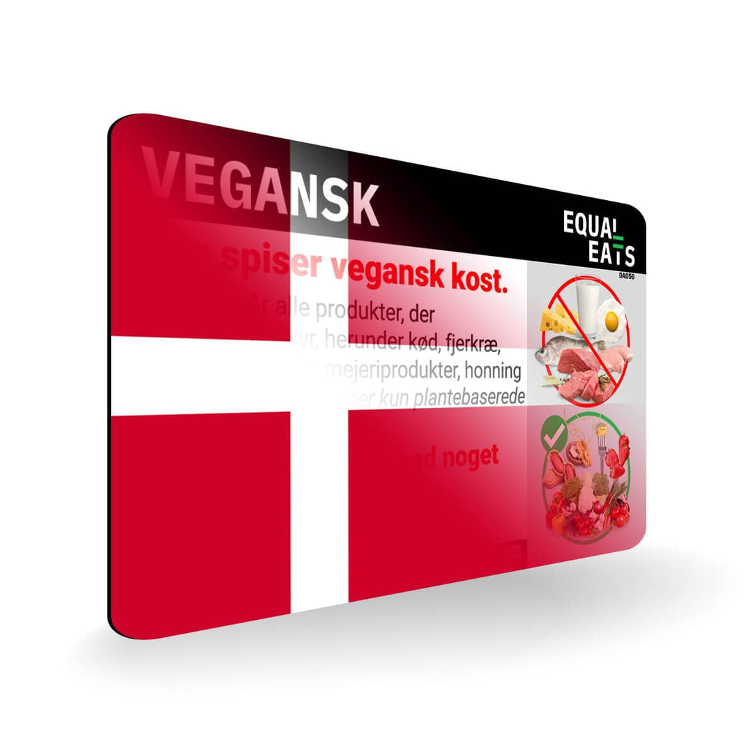 Vegan Diet in Danish. Vegan Card for Denmark