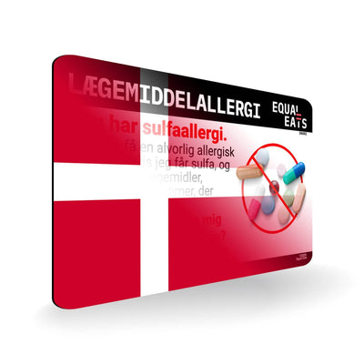 Sulfa Allergy in Danish. Sulfa Medicine Allergy Card for Denmark