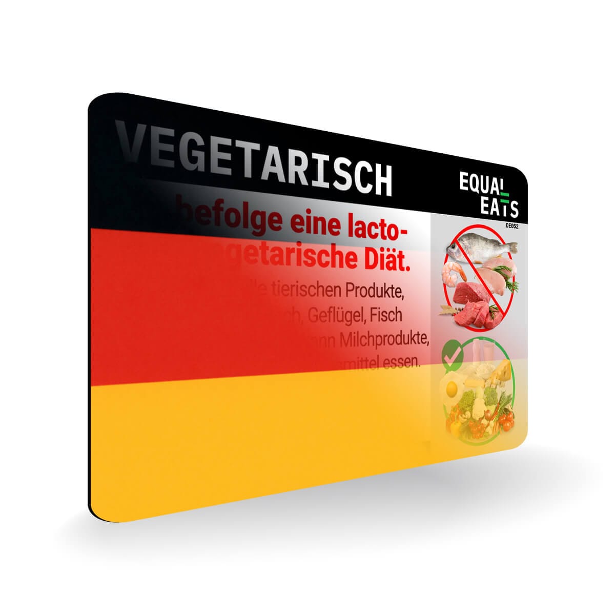 Lacto Ovo Vegetarian Diet in German. Vegetarian Card for Germany