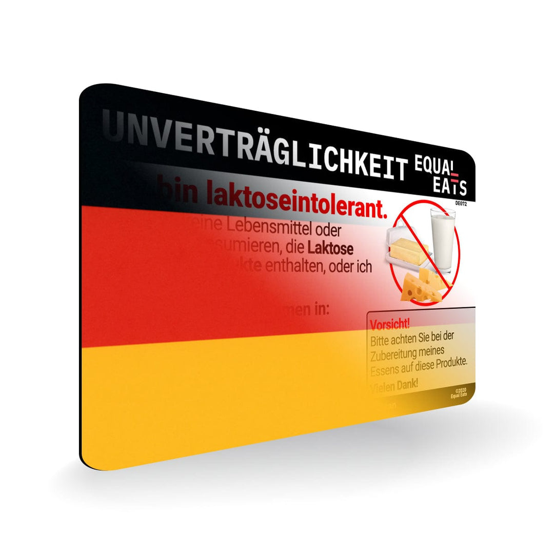 Lactose Intolerance in German. Lactose Intolerant Card for Germany