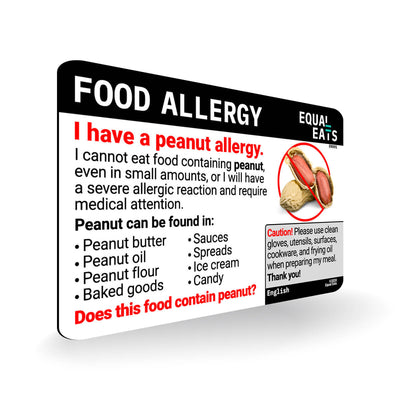 Peanut Allergy Translation Card