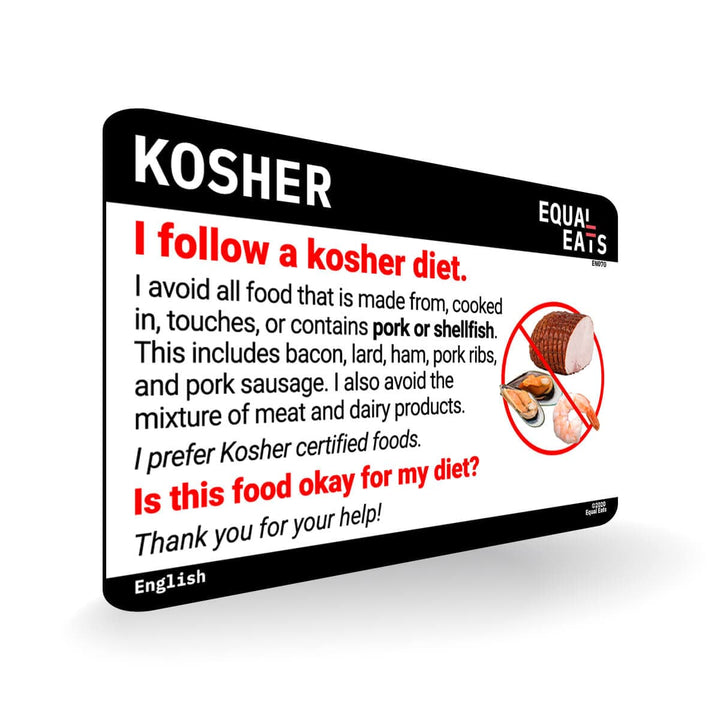 Kosher Diet Card in English (Printable)