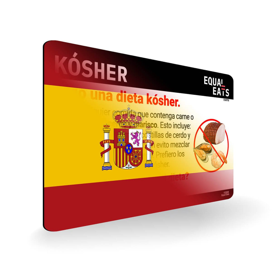 Kosher Diet in Spanish. Kosher Card for Spain