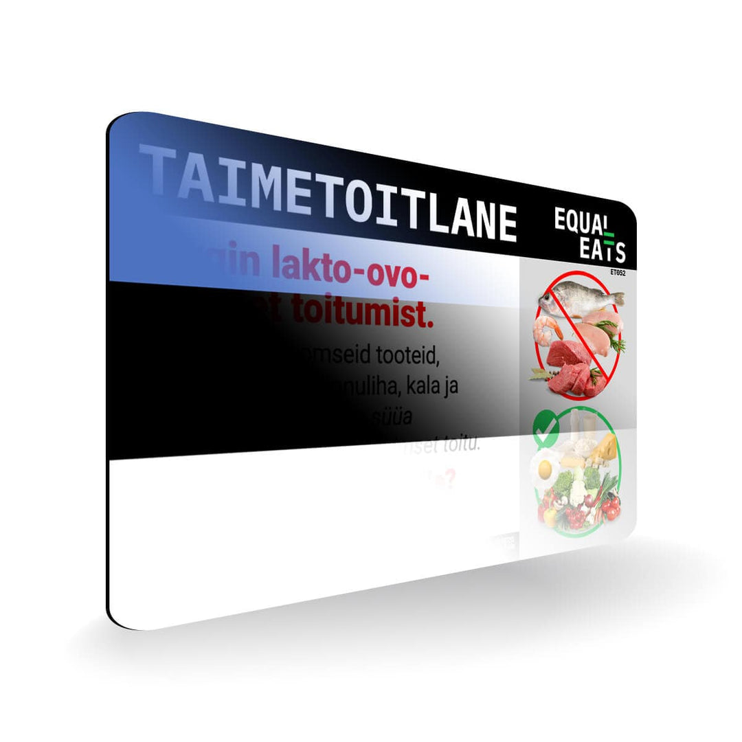 Lacto Ovo Vegetarian Diet in Estonian. Vegetarian Card for Estonia