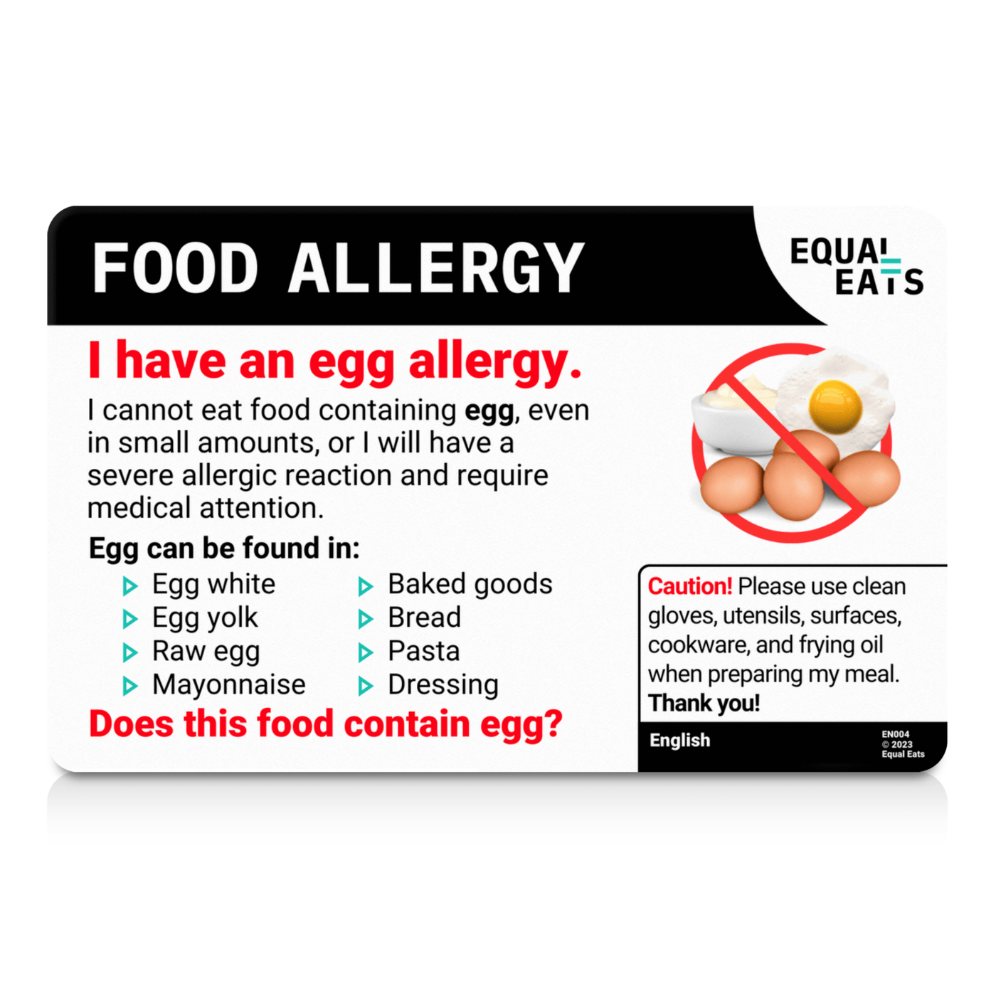 Traditional Chinese (Hong Kong) Egg Allergy Card