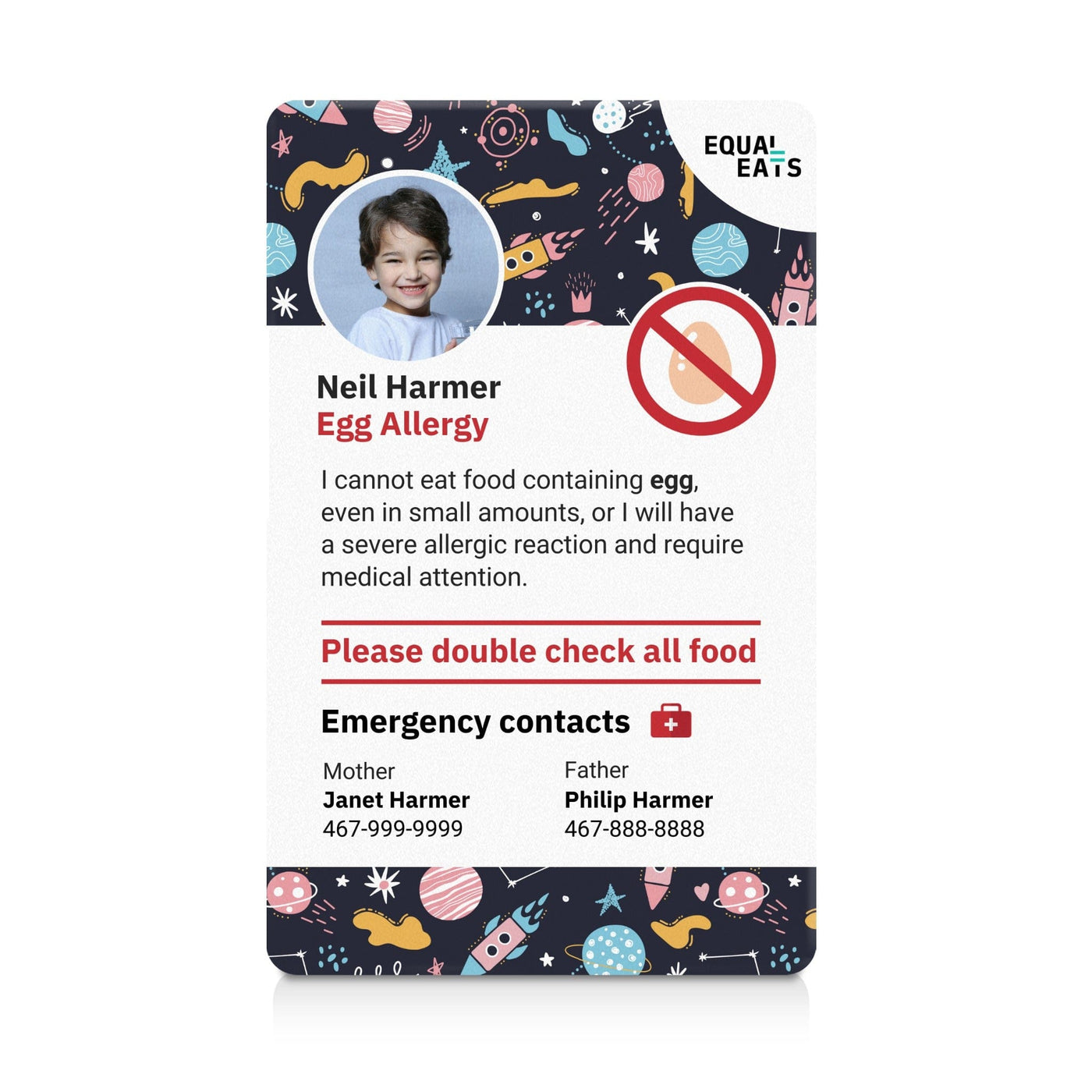 Space Egg Allergy ID Card (EqualEats)