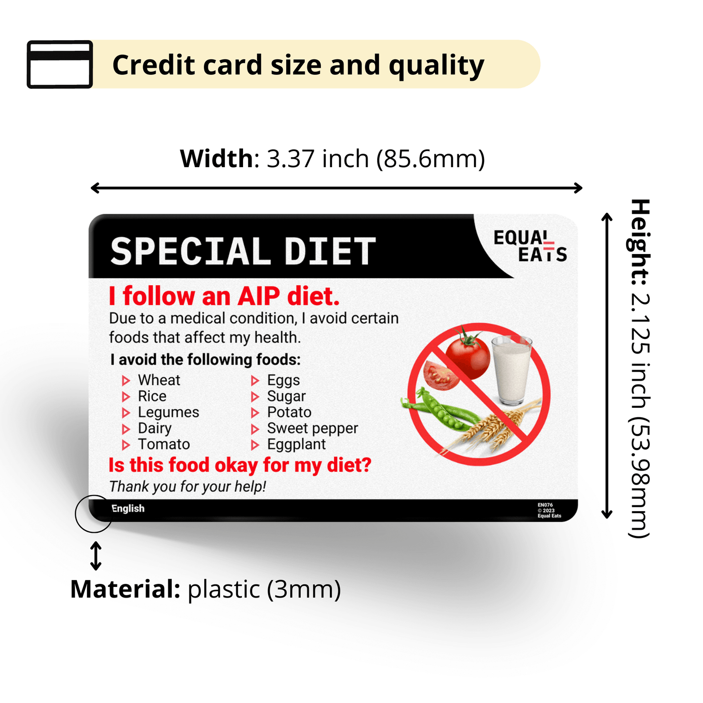 German AIP Diet Card