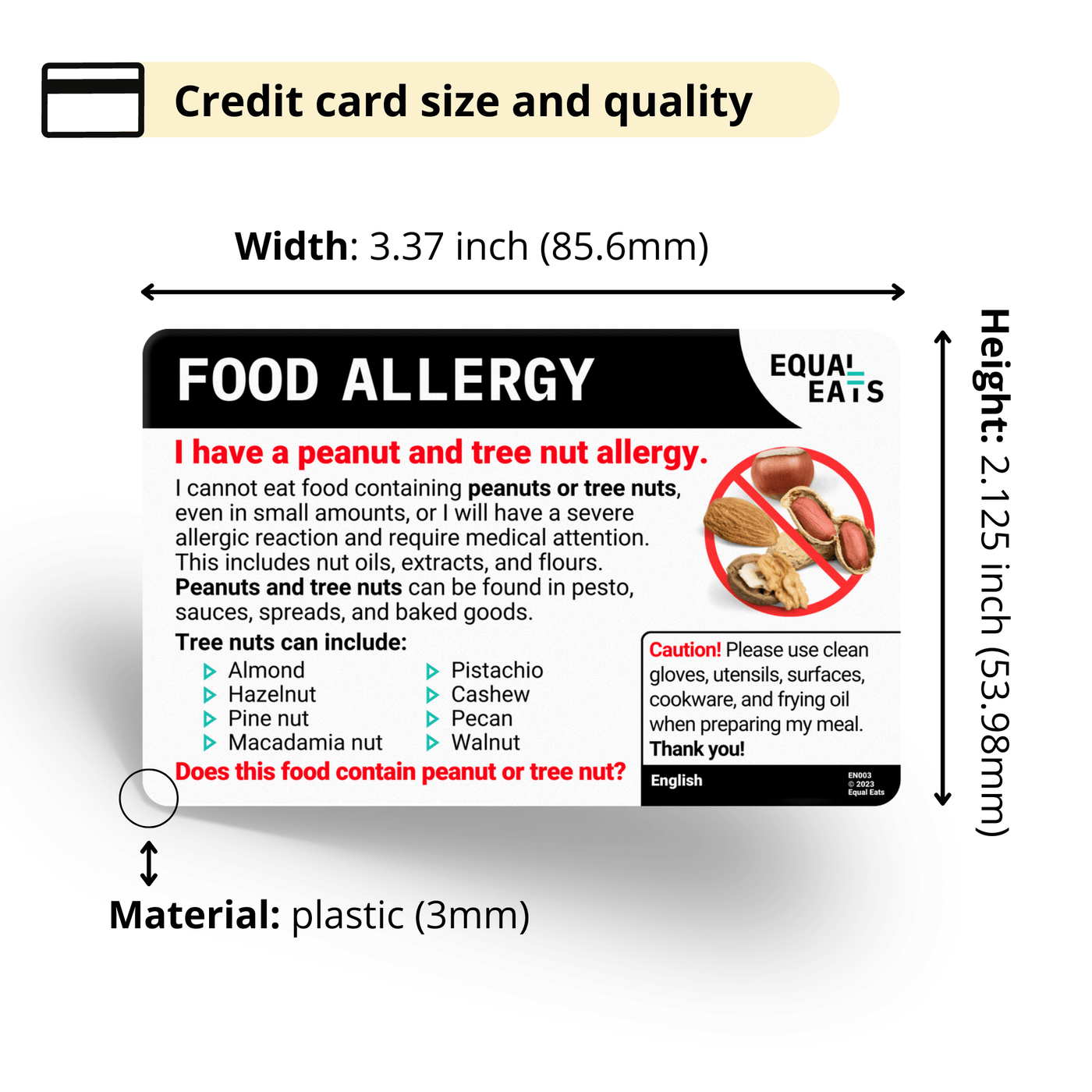 Dutch (Netherlands) Peanut and Tree Nut Allergy Card