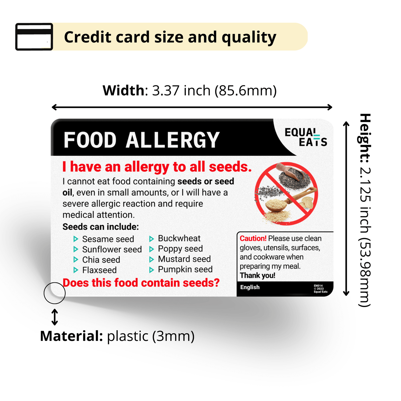 Croatian Seed Allergy Card