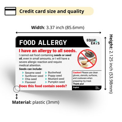 Bengali Seed Allergy Card