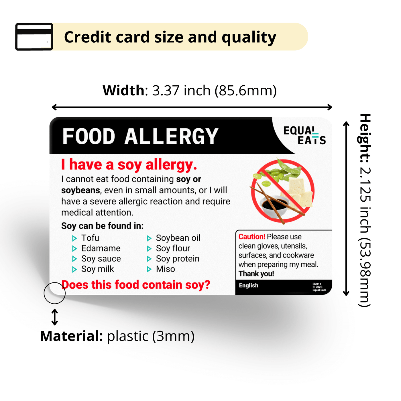 Thai Soy Allergy Card