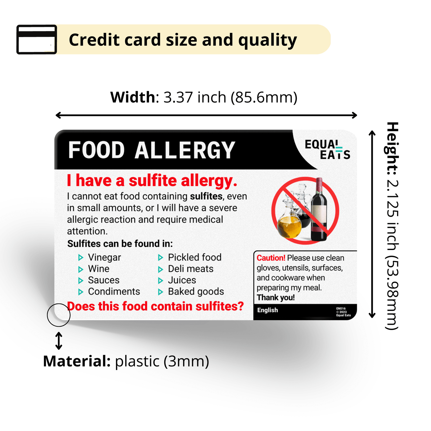 Traditional Chinese (Taiwan) Sulfite Allergy Card