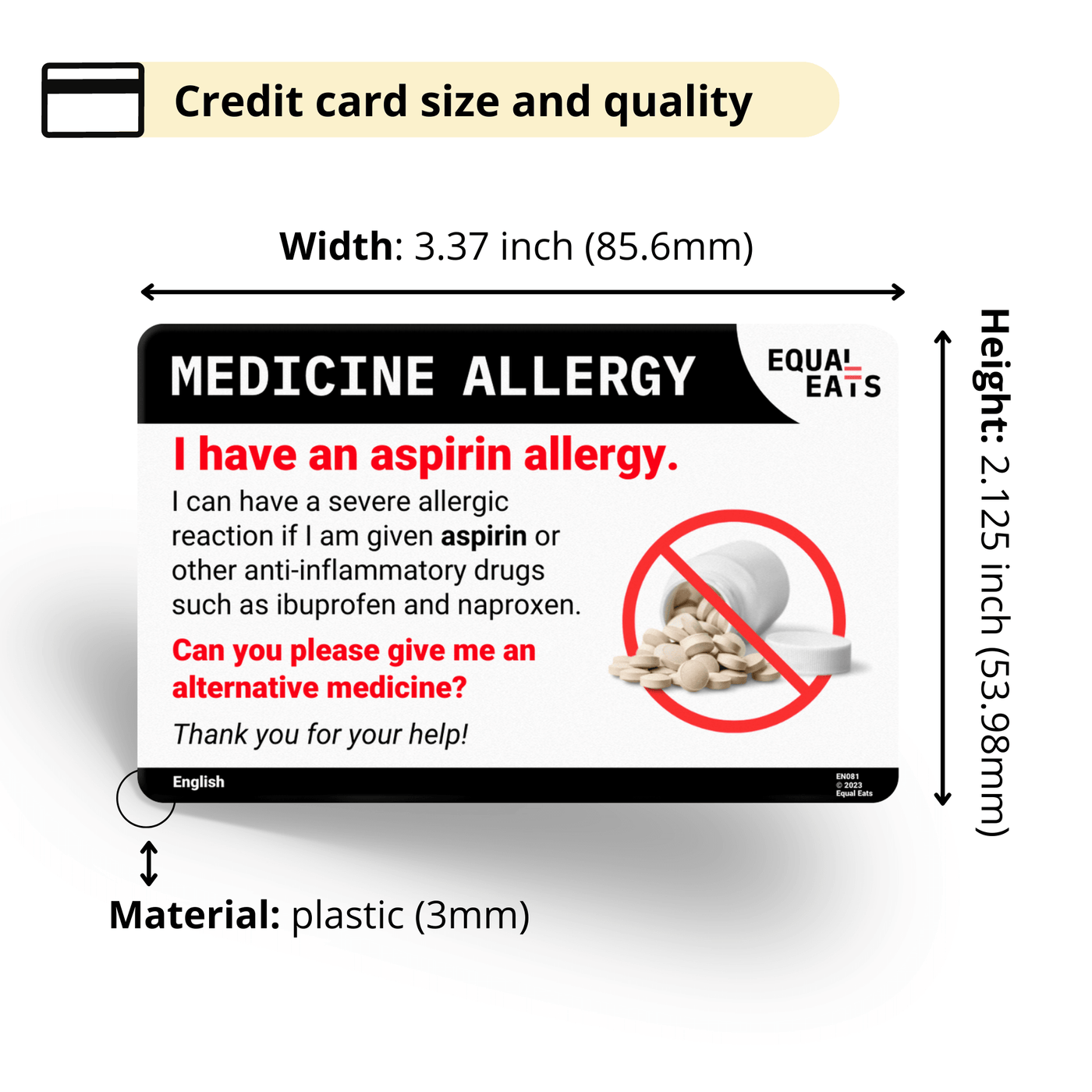Indonesian Aspirin Allergy Card