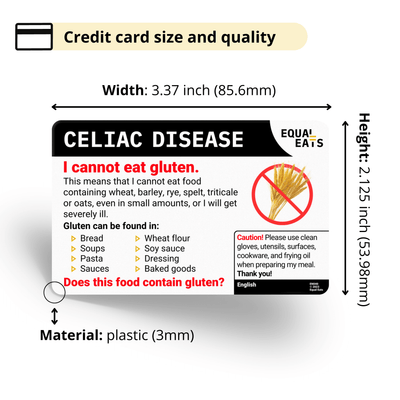 Simplified Chinese Celiac Disease Card