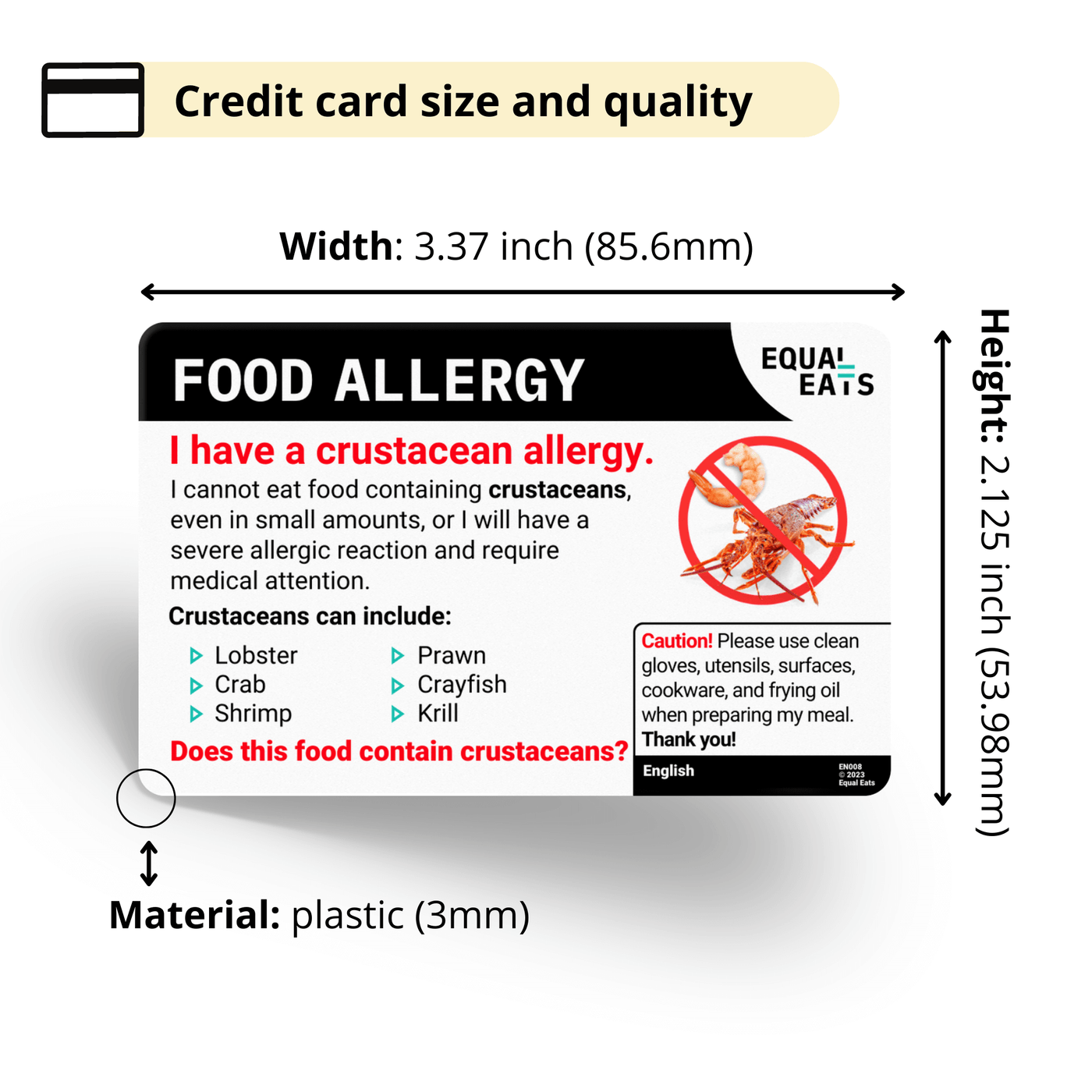 Hungarian Crustacean Allergy Card