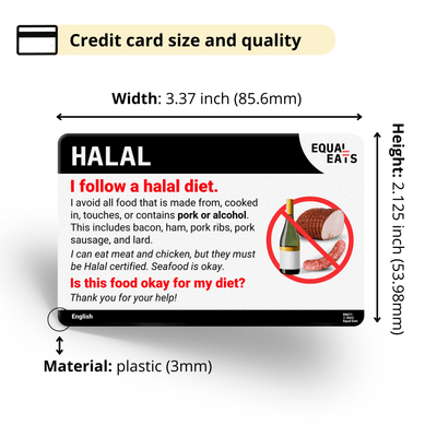 Hebrew Halal Diet Card