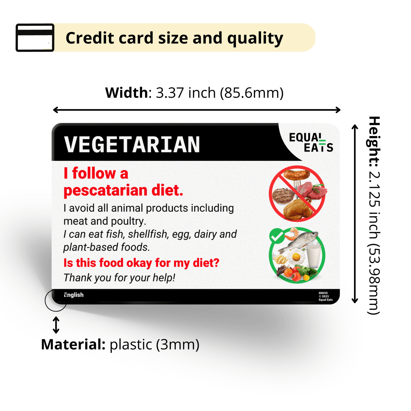 Pescatarian Card in English (Printable)