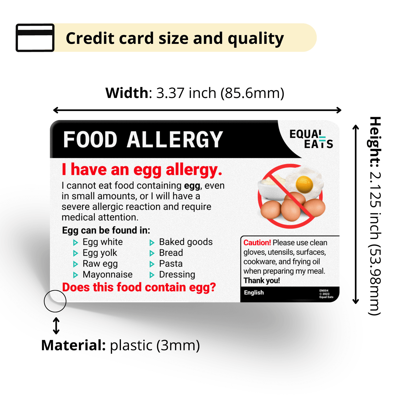 Dutch (Netherlands) Egg Allergy Card