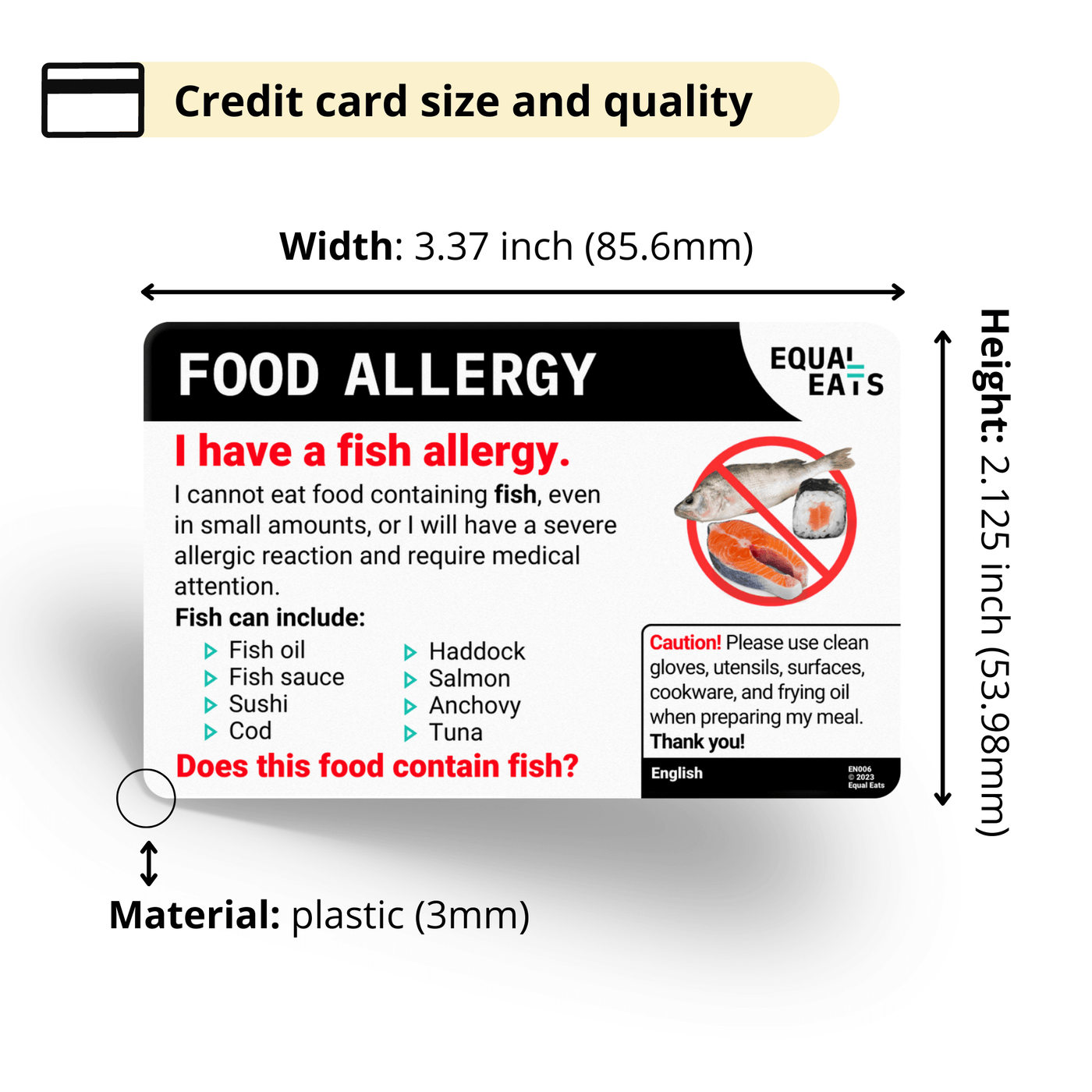 Simplified Chinese Fish Allergy Card