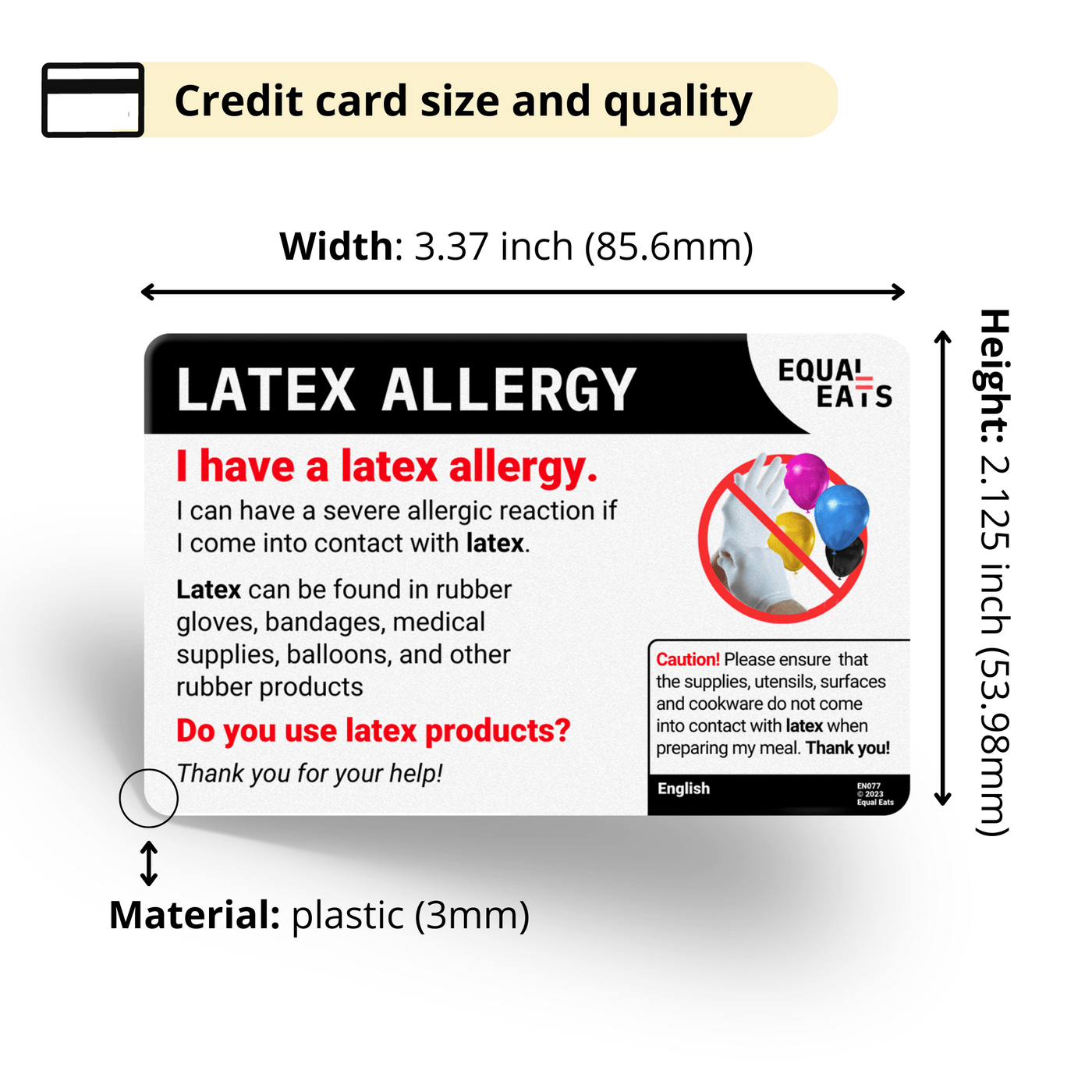 Portuguese (Brazil) Latex Allergy Card