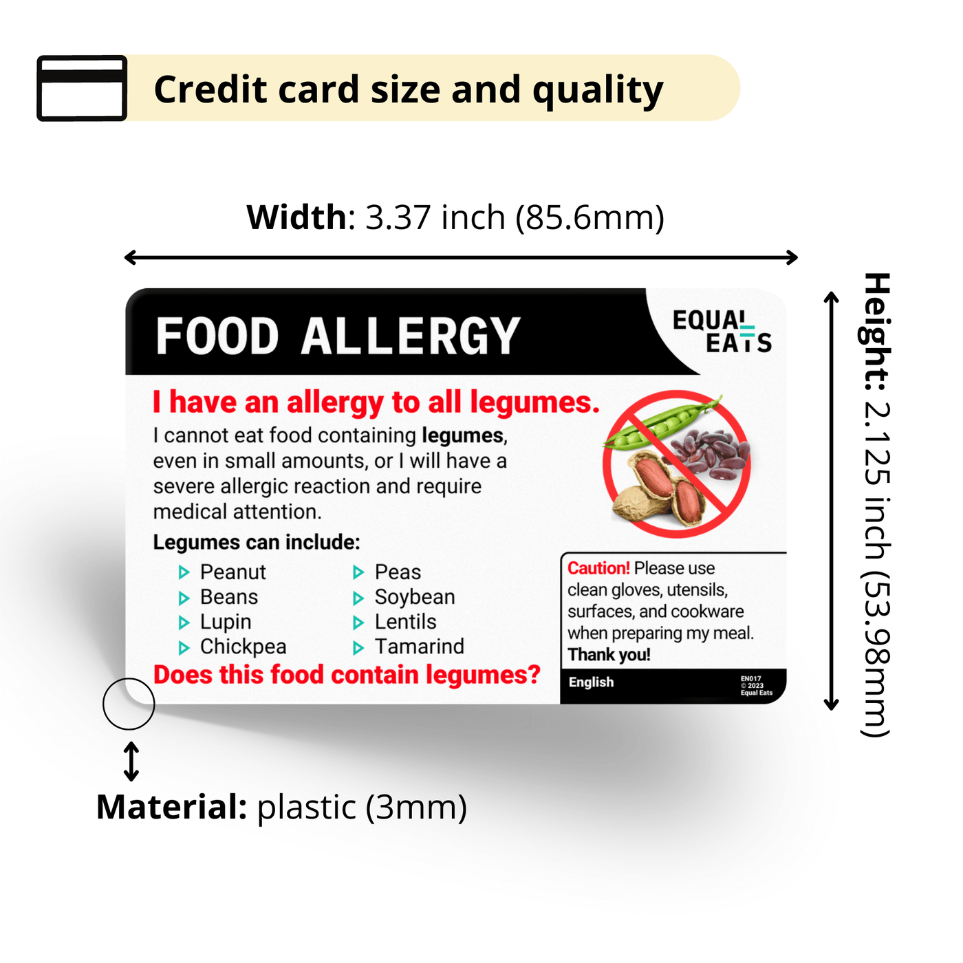 Portuguese (Brazil) Legume Allergy Card